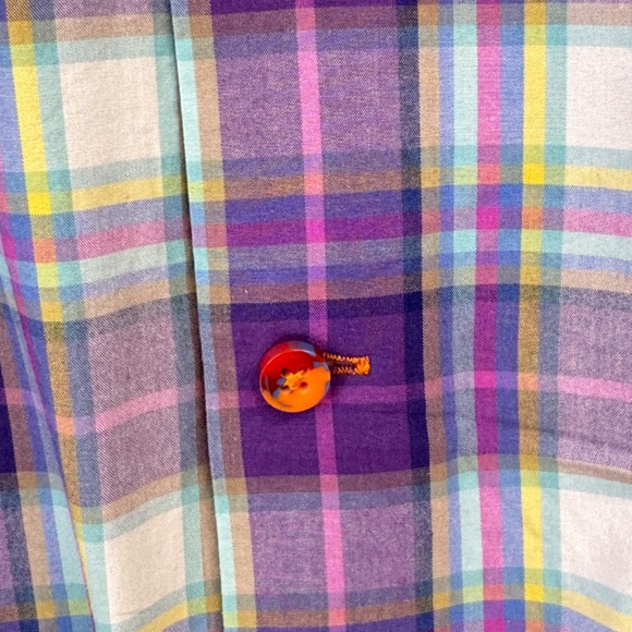 Tallia Mens Purple Plaid Collard Button Up Dress Up Shirt Sz. Medium M 15 1/2 - Picture 7 of 13